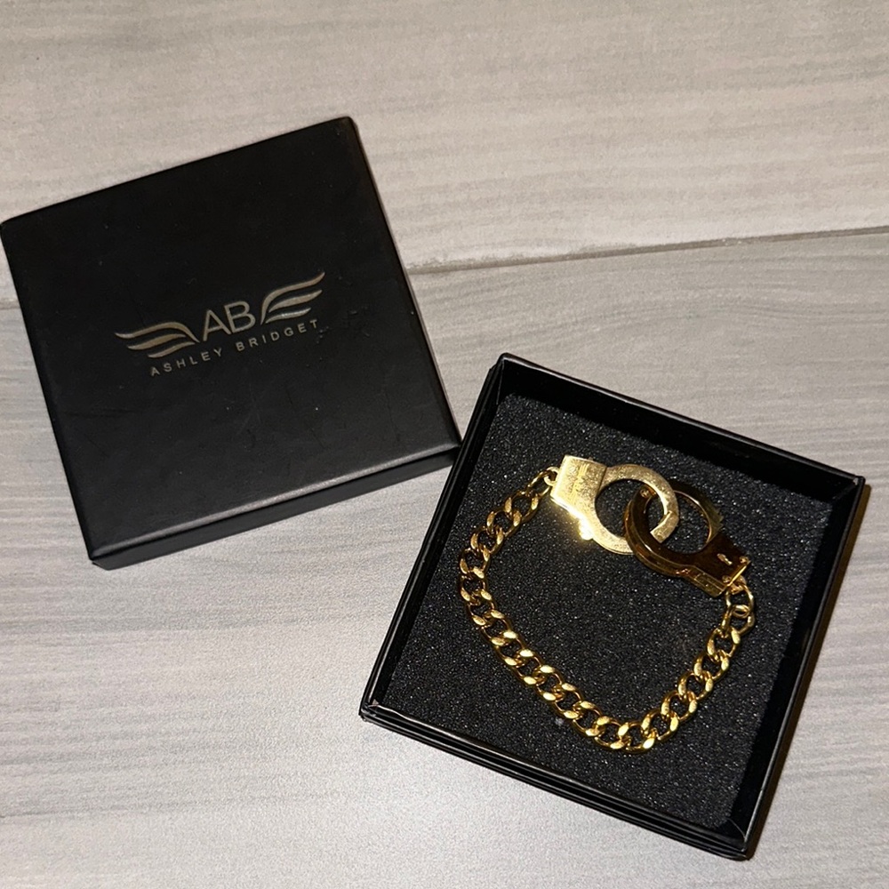 Ashley Bridget Gold Handcuff Chain Bracelet